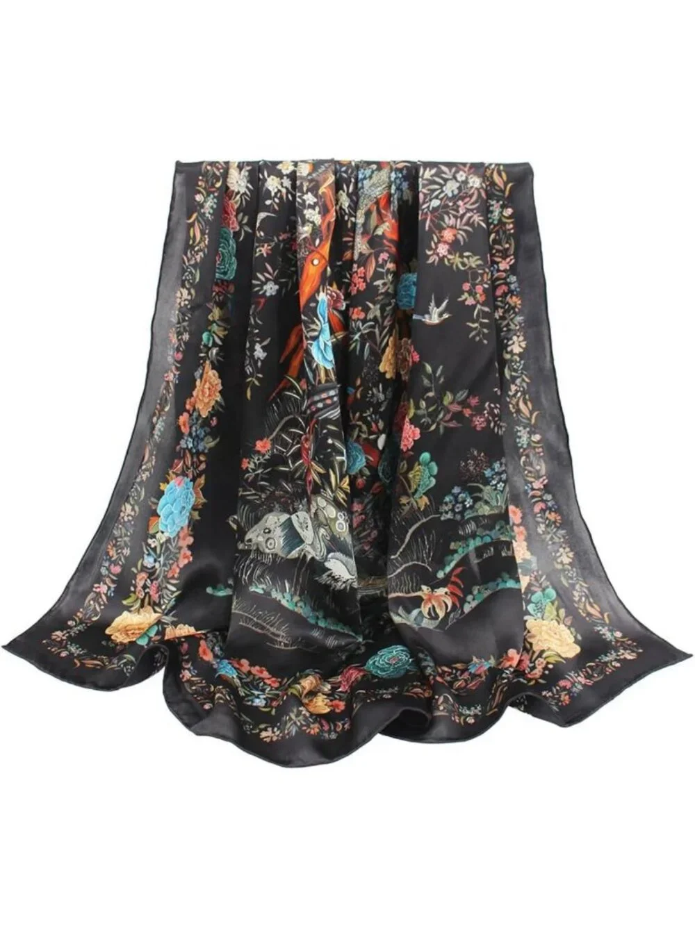 Luxury 100% Silk Scarf - Large Square Shawl for Women, Hair Wraps & Gift Ready